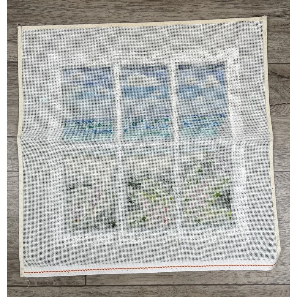Suzanne Handpainted HP Needlepoint Canvas - Tropical Beach Window View